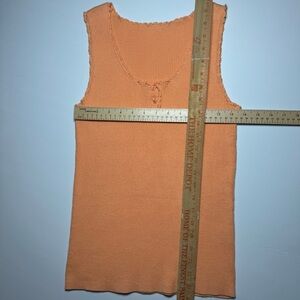 Vintage Y2K Orange Ribbed Tank Top Button Front Sleeveless Stretch Knit